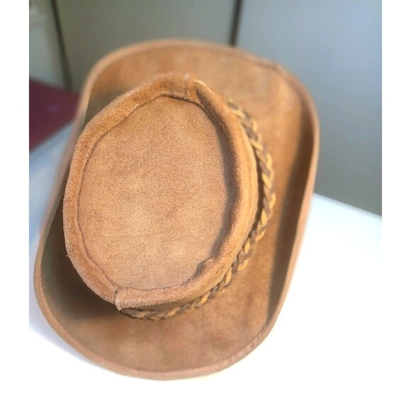 Vintage Skullys Henschell Weathered Suede Hippie Boho Outback Hat USA Large - Picture 2 of 16